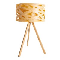 Table lamp "Finja" made of natural-colored plastic/Holzimitation, with E27 version Lighting for living room, dining room or office, 55 cm high