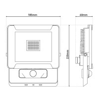 LED outer light "Radia" 30W with sensor, made of metal and glass in black, with integrated LED