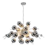 Pendant lamp "explosion" chrome made of metal and glass, G9 versions, hanging lamp for dining room, living room, hallway or office, Øca. 98 cm