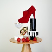 Vaas - Streep - Keramiek - Zwart/Wit -14x14x26 cm