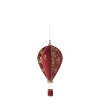 J-Line decoratie Heteluchtballon - polyfoam/textiel - rood/goud - M
