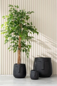 J -Line Flowerpot Misty - Ceramics - Black - 3 pieces - Ø 37 cm