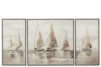 J-Line Set of Three Paintings Hog Acrylic Paint/Canvas Mix