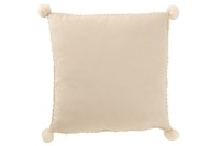 J-Line Cushion Soft Pompoms Polyester Beige