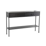Ray Black Wooden Sidetable Metal Frame 2 Drawer