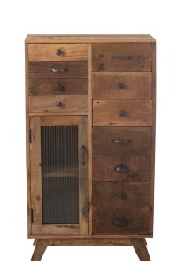 J-Line Cabinet Retro Recycled Wood/Glass Natural