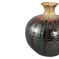 Darlan Gun Metal Bulby Ceramic Vase Beige Top M