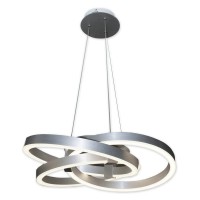 Smart Home LED pendant light "Divora" Ø 58cm, ceiling lamp made of metal, aluminum brushed and white plastic, with many functions, firmly built -in LEDs, lighting for living room, dining room office or hallway