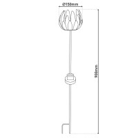 LED solar skewer "flower", for outside, metal and plastic earth skewer in copper, with integrated LED