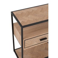 J-Line bijzettafel Zigzag 1 Lade - hout/metaal - naturel/zwart
