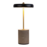 Akku Tischleuchte "SETA" schwarz 30 cm hoch aus Metall und Beton, mit fest verbauter LED