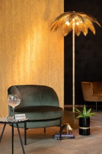 J-Line Lamp Standing Coconut Leaves - metal - gold
