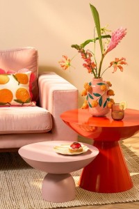 Celise side table - H28 x Ø47 cm - Metal - Light pink