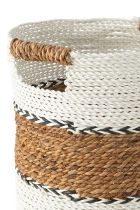 J-Line Set Of Three Baskets Laura Raffia White/Natural