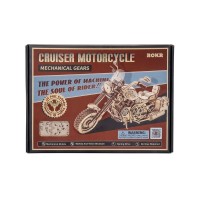 Wooden Puzzle 3D Cruiser Motorcycle, Robotime, LK504, 27x11.6x16cm