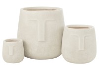 J -Line Flowerpot Moai - Ceramics - White - 3 pieces - Ø 44 cm