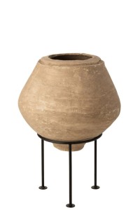 J-Line Pot On Foot Chad Paper Mache Brown