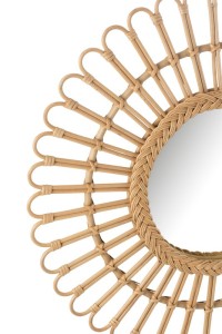 J-Line spiegel Ellen Rond - rotan - naturel - small