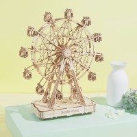 3D Puzzle Music Box Wood Ferris Wheel, Robotime, TGN01, 28.1 x 10 x 33.8 cm