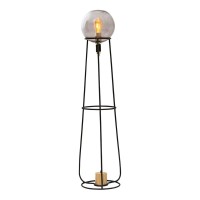 Stacking lamp "Stelo", modern floor lamp made of black metal and smoke glass, E27 socket, 128.5 cm high, for dining room, living room, hallway or office,