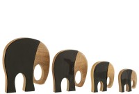 J-Line Set of Four Elephants Mango Wood Black/Dark Brown