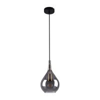Pendant lamp "Gota", retro classic pendant lamp made of black smoke glass Ø 20 cm, with E27 versions, 150 high, ideal for dining room, living room and kitchen.