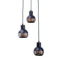 3-zits hanglamp "Casco" hangende lamp gemaakt van metaal in zwart en goud, met E27-versies. Stijlvolle verlichting voor woonkamer, eetkamer of keuken.