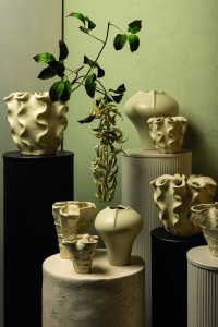 Rudie Cream Matt Ceramic Pot With Wavy Print L