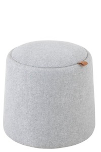 J-Line Pouf/Side Table Round Textile/Wood Light Gray