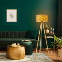 Standing lamp "Finja" made of natural-colored plastic/Holzimitation, with E27 version Lighting for living room, dining room or office, 148 cm high