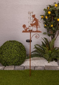 LED-Solar Erdspieß Regenwassermesser h: 95cm , für Außen, Erdspieß aus Metall und Glas und Kunststoff in Braun, mit integrierter LED