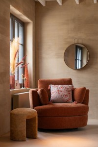 J-Line stool Round - textile - ocher