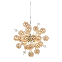 Pendelleuchte "EXPLOSION" amber aus Metall und Glas, G9 Fassungen, Hängelampe für Esszimmer, Wohnzimmer, Diele oder Büro, Hängelampe Øca. 65 cm