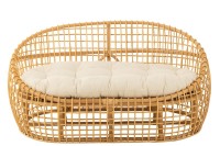 J-Line sofa Lise + cushion 2 Persons - rattan/textile - natural/white