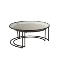 J-Line Set Van 2 Salontafels Rond Metaal Zwart - 91 x 91 x 41 cm
