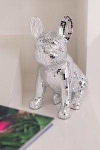 J -Line Decoration Bulldog Mirror - resin - Silver