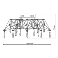 LED ceiling light "Araneus" made of metal and glass in chrome, Ø 55 cm, with firmly built -in LEDs, lighting for living room, dining room, hallway or office