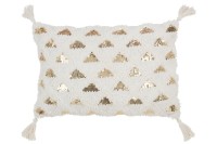 J-Line cushion Tufted Tassels - cotton - sequins/white/gold