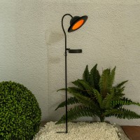 LED solar lamp "Bowler" with a skewer for the garden and terrace made of metal and plastic in black, with firmly built -in LEDs, solar lamp for the garden 86 cm high