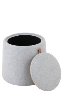 J-Line Pouf/Side Table Round Textile/Wood Light Gray