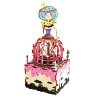 Music Box Wood DIY 3D Puzzle Princess, Robotime, AM405, 7.9×7.9×19.8 cm