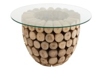 J-Line side table Discs Open Teak - wood - natural/glass