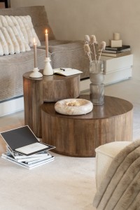 J-Line Set of 2 Side Tables Toge Mango Wood Brown