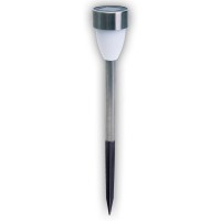 6 Set LED solar outer light with earth skewer made of stainless steel-colored metal and plastic, with integrated LED