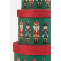 Opbergdoos Notenkraker - Set van 3 - H14 x Ø21 cm - FSC Mix - Papier - Groen