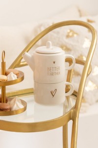 J-Line Service Cart Triangular Metal/Mirror Gold