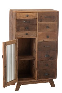 J-Line Cabinet Retro Recycled Wood/Glass Natural