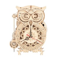 Wooden Puzzle 3D Owl/ Owl Clock, Robotime, LK503, 20.6x12.8x26.5cm