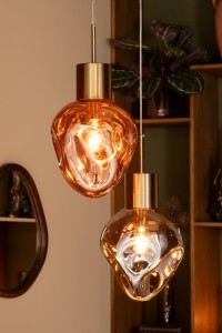 J-Line Hanging Lamp Gold Metal/Glass Gray