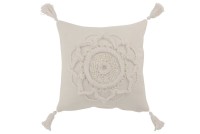 J-Line cushion Flower And Tassels - cotton - white